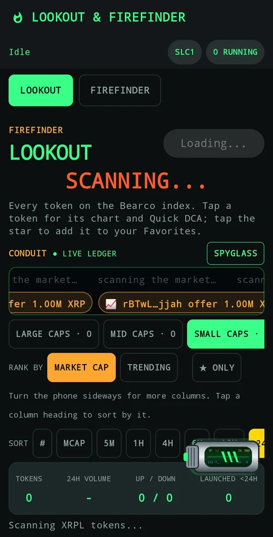 Android Lookout and Firefinder scanning the Bearco index