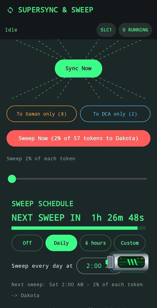 Android SuperSync and Sweep: Sync Now, sweep schedule and next sweep countdown